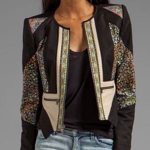 BCBG Neil print block moto jacket